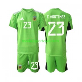 Koszulka Argentyna Emiliano Martinez 23 Bramkarska Dziecięcy Domowe Stroje Piłkarskie World Cup 2022 Krótki Rękaw